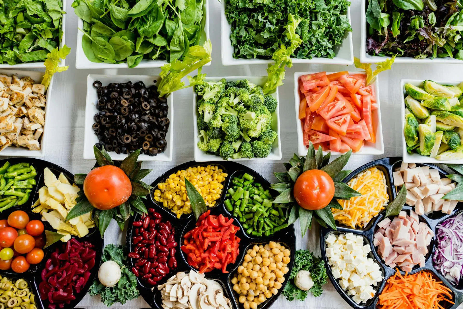 arrangement of various vegetables on white table