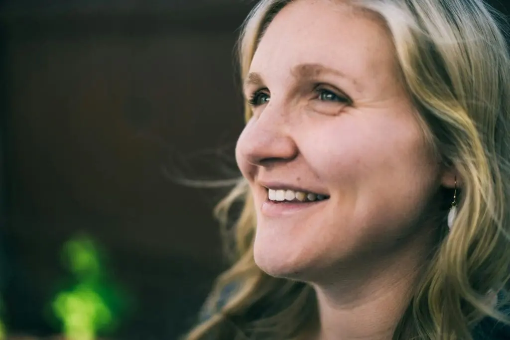 blonde woman smiling
