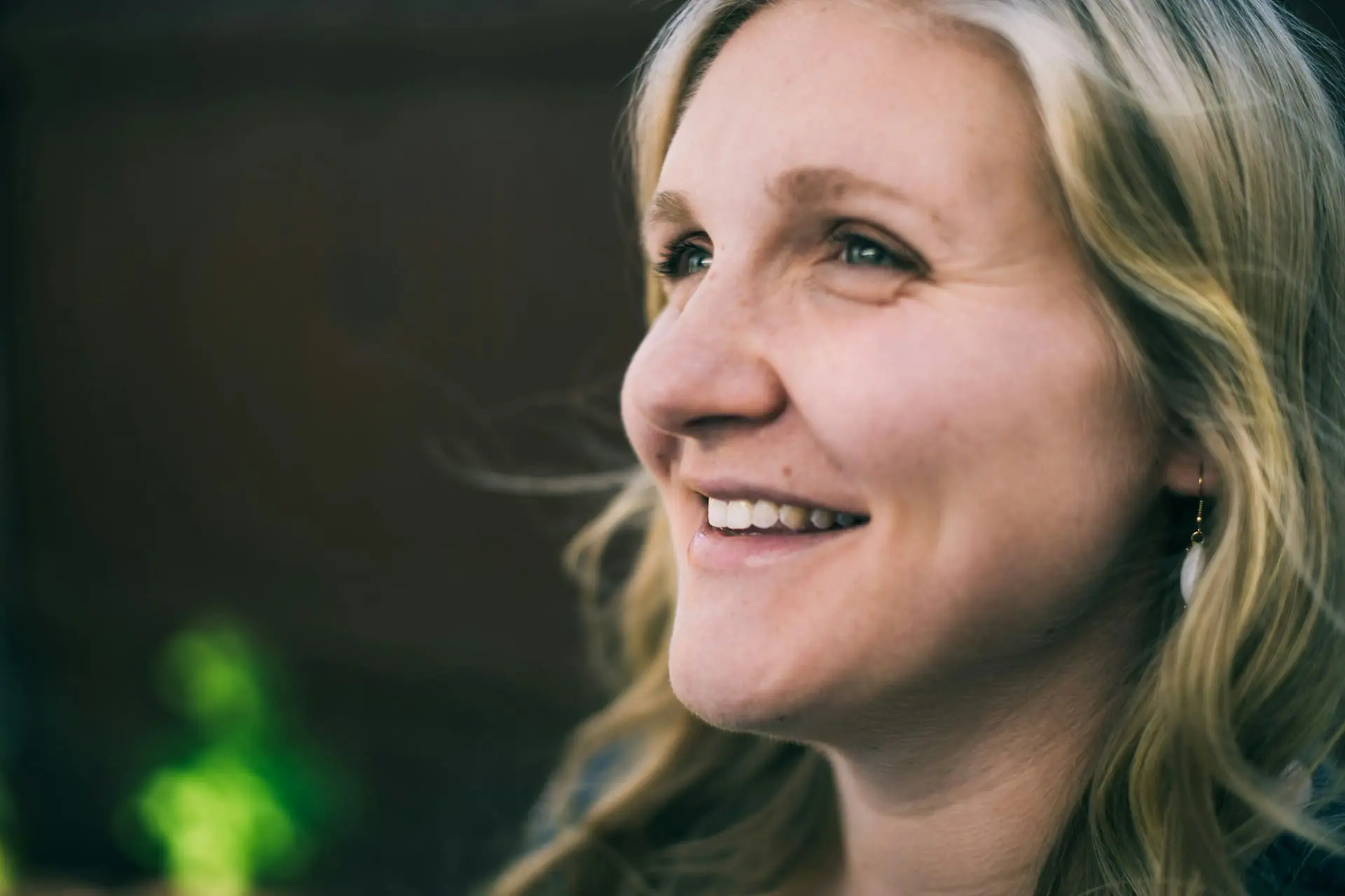 blonde woman smiling